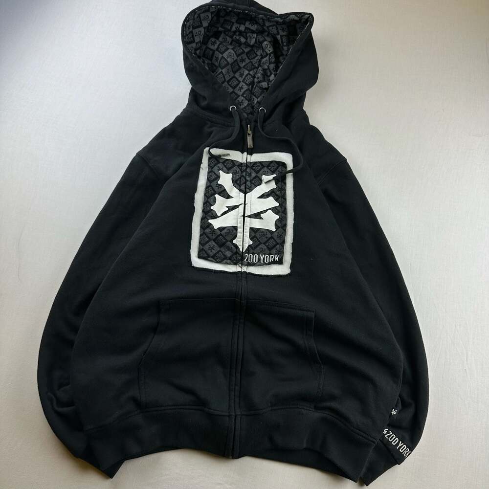 Vintage Zoo York Reversible Full Zip Hoodies Black Skate Y2K
